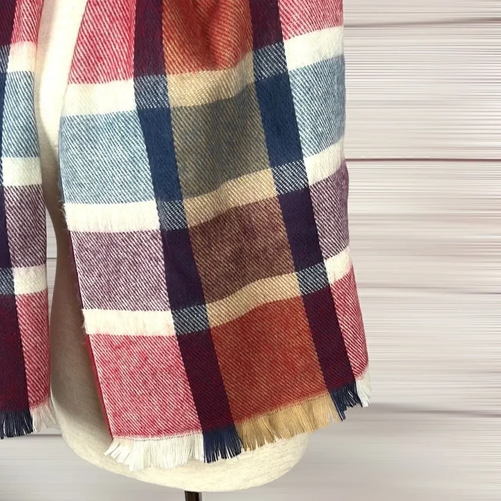 NWOT Vintage 100% Cashmere Unisex’s Plaid Scarf England 12,5x54 inches